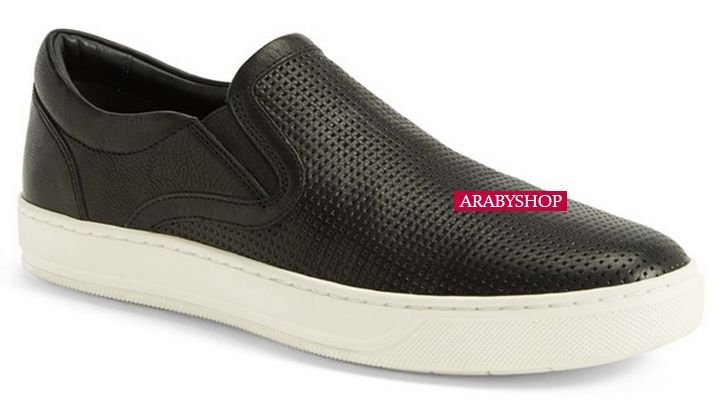 9. Vince Ace Perforated Black Leather Slip-On Sneakers